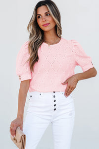 Scarlet Flower Textured Short Sleeve Top.