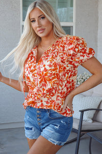 Margo Floral Split Neck Blouse