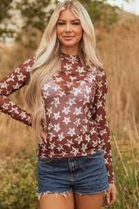Alexandra Mesh Star Sheath Long Sleeve Top