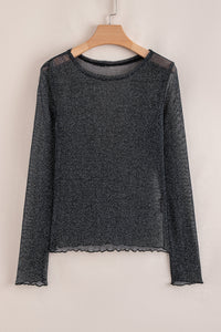 Serenity Metallic Glitter Mesh Long Sleeve Top