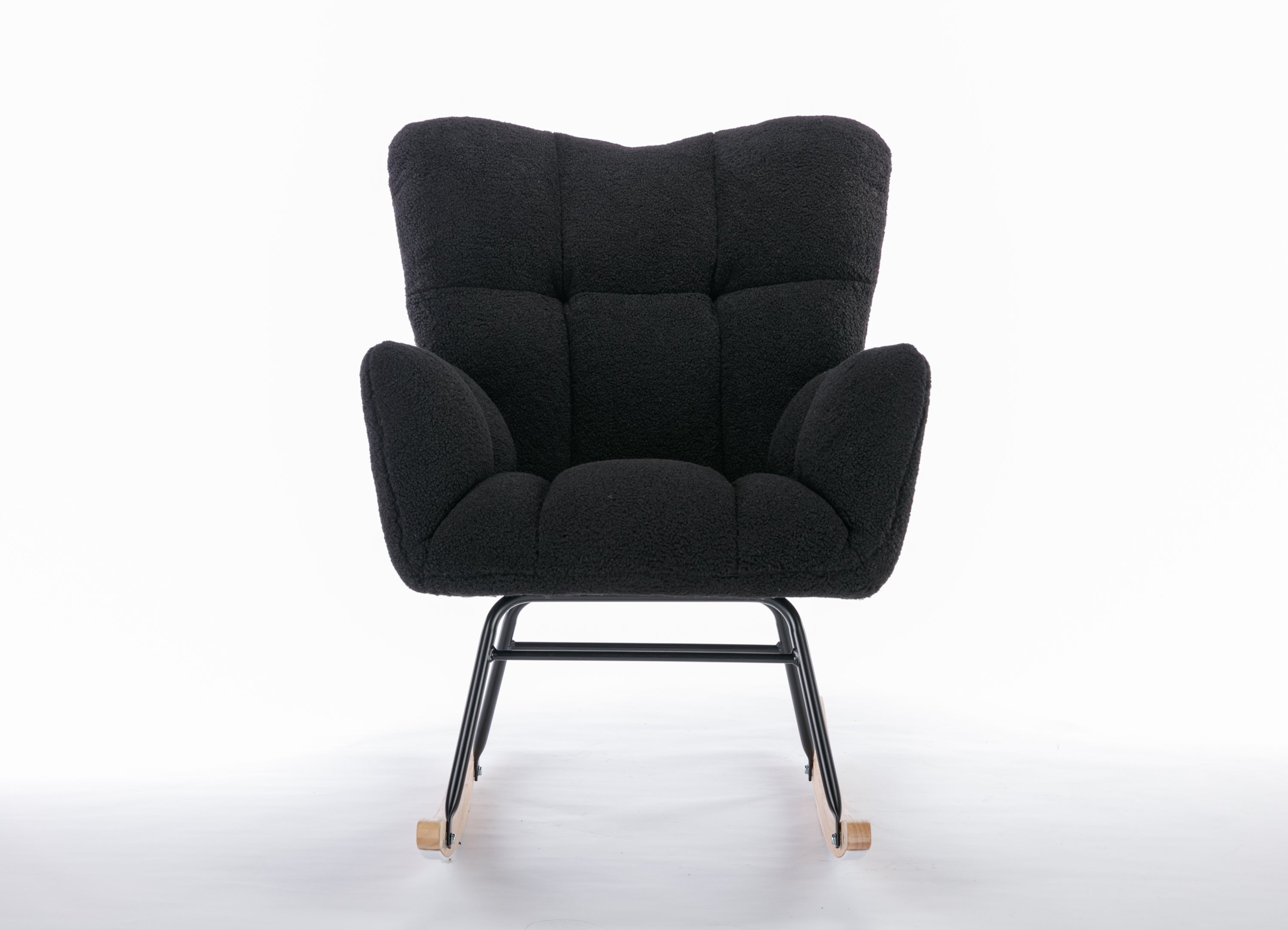 050-Teddy Fabric Rocking Gilder Nursery Chair For Living Room Indoor,Black