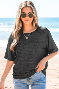 Kathryn Bow Decor Glittery Short Sleeve Top