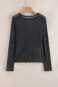 Serenity Metallic Glitter Mesh Long Sleeve Top