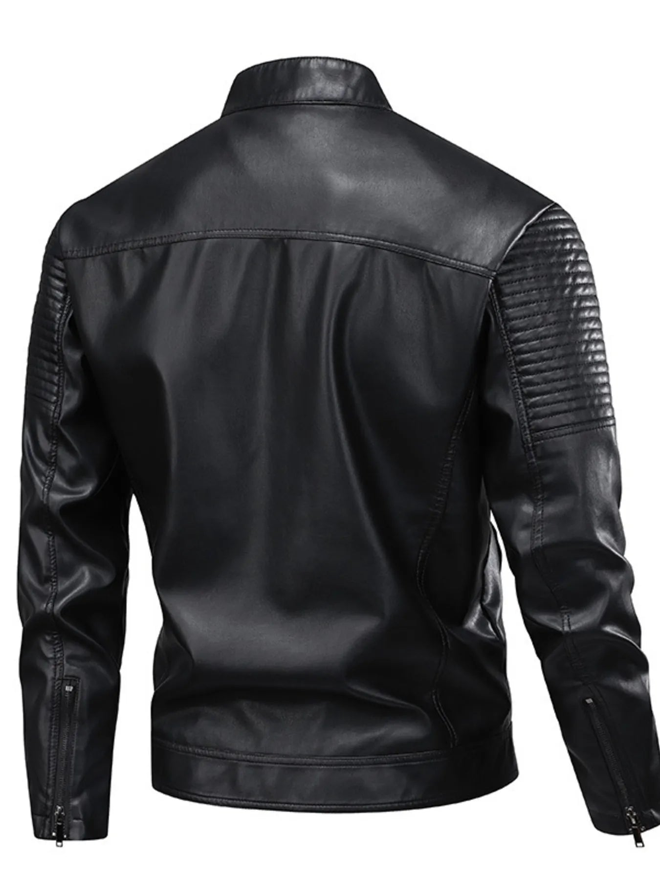 Men's Full Size Zip Up Leather Motorcycle Jacket Plus Size