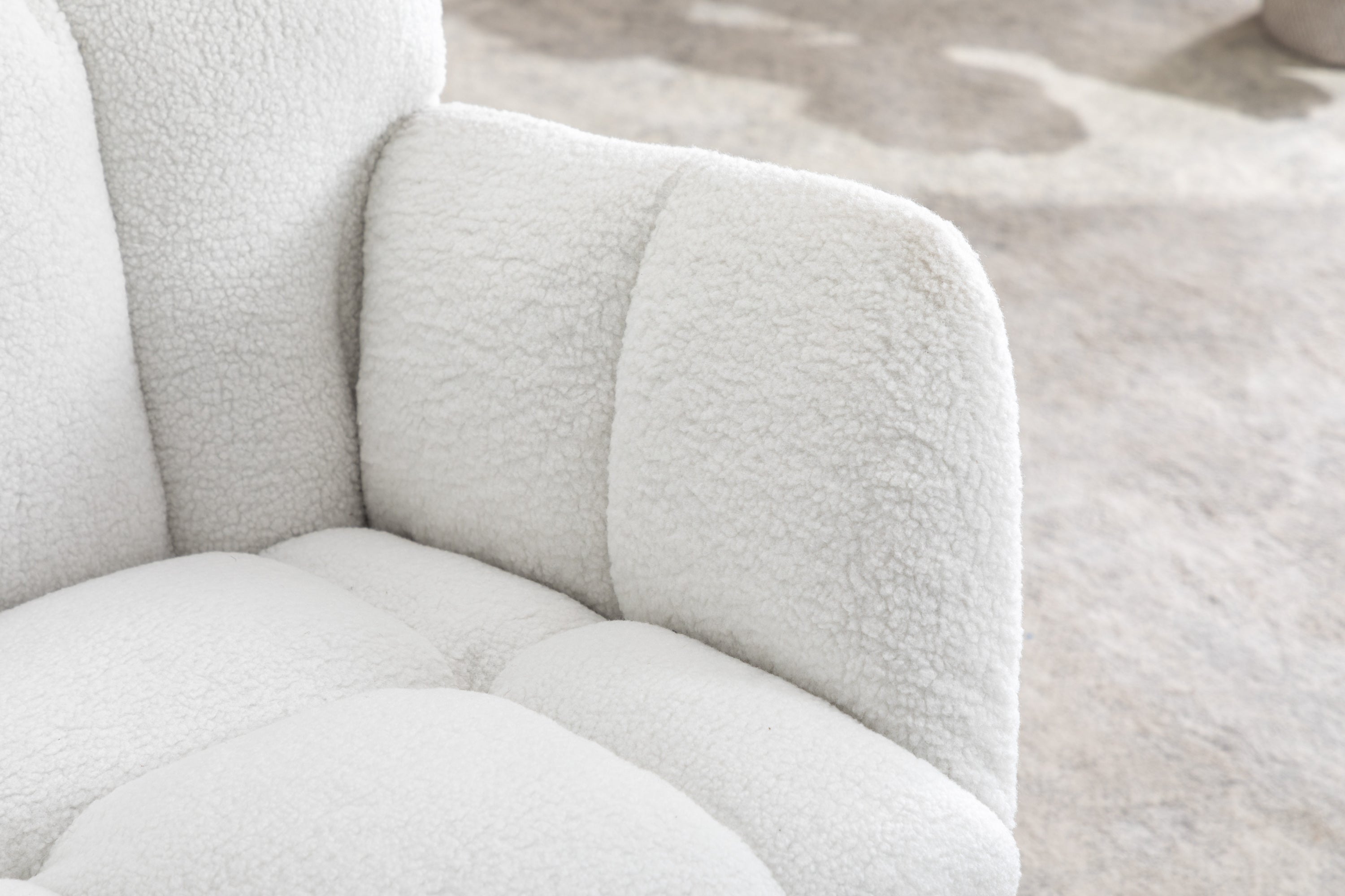 050-Teddy Fabric Rocking Gilder Nursery Chair For Living Room Indoor,Ivory
