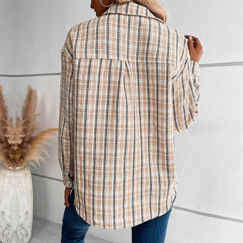 Design Vintage Plaid Shacket: KHAKI