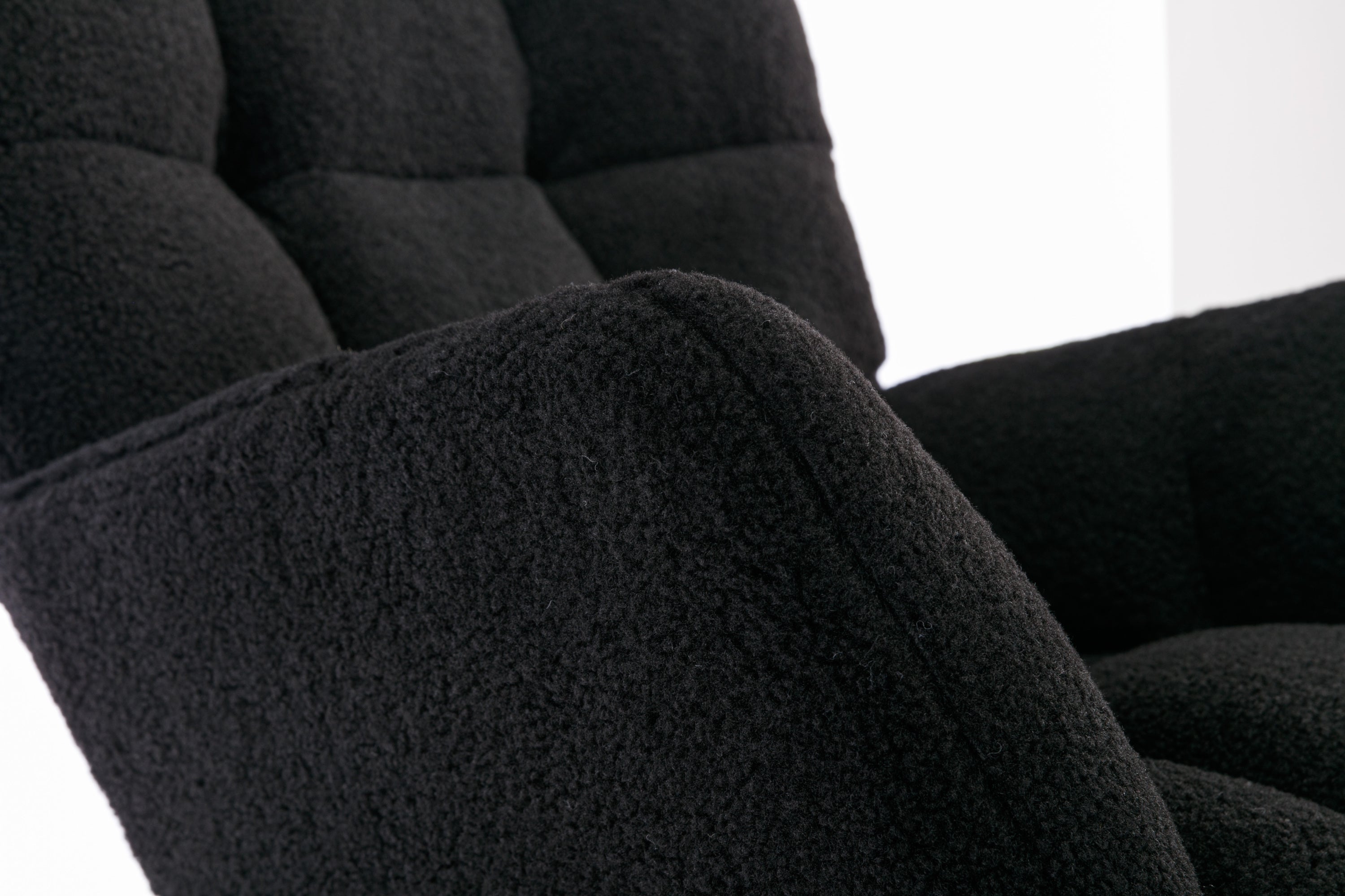 050-Teddy Fabric Rocking Gilder Nursery Chair For Living Room Indoor,Black