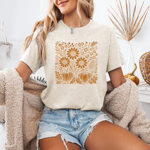 Autumn Wildflowers, Minimalist, Gorgeous, Fall, Pumpkin, Tshirt