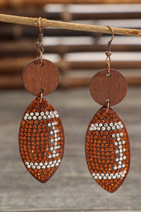 Rhinestone Football Dangle Earrings
