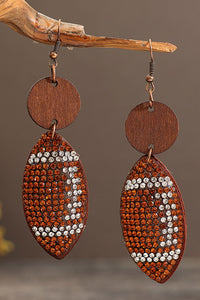 Rhinestone Football Dangle Earrings