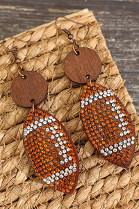 Rhinestone Football Dangle Earrings