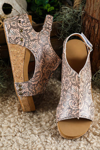 Vintage Floral Hollowed Platform Sandals