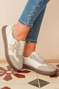 Avani Shimmer Star Patch Lace up Retro Flattie