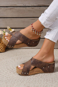 Wren Criss Cross Wedge Slippers