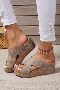 Wren Criss Cross Wedge Slippers