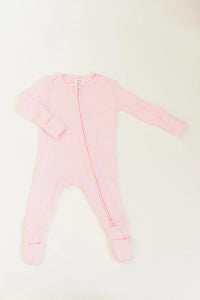 Bamboo Baby Clothes - Convertible Jumpsuit 0-3 Months - Baby Pink