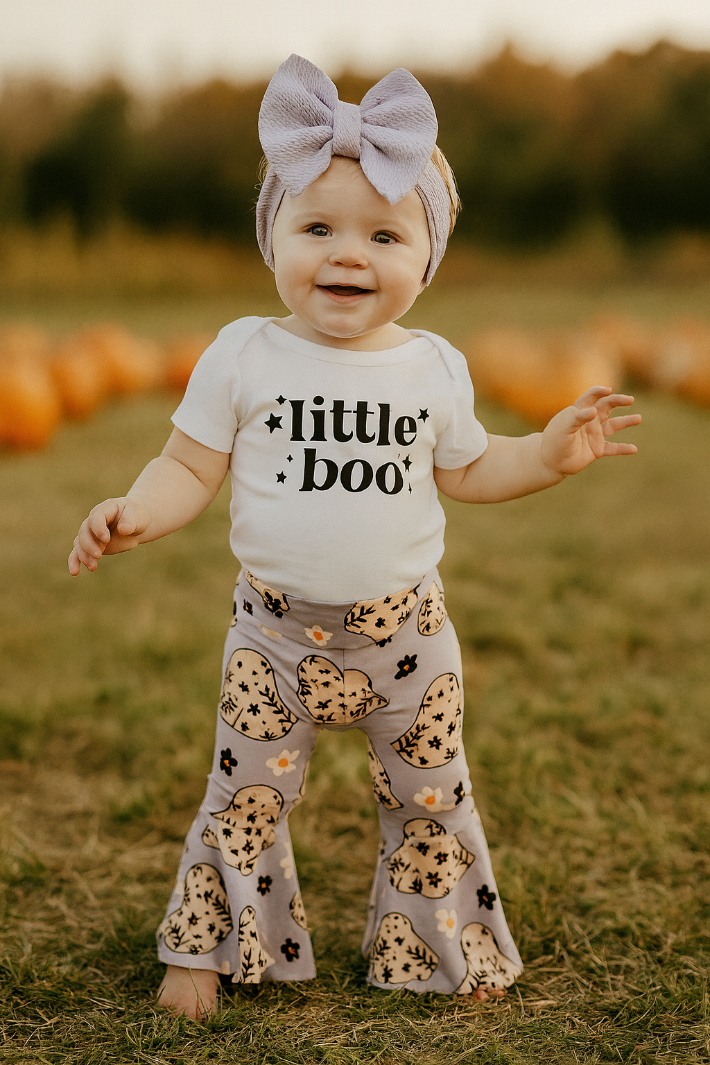 Purple Boho Ghost Baby Bell Bottoms