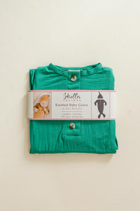 Knotted Baby Gown Set - Holiday Green (Newborn-3 months)