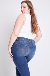Women's Plus WannaBettaButt Mid Rise Embroidered Skinny Jean