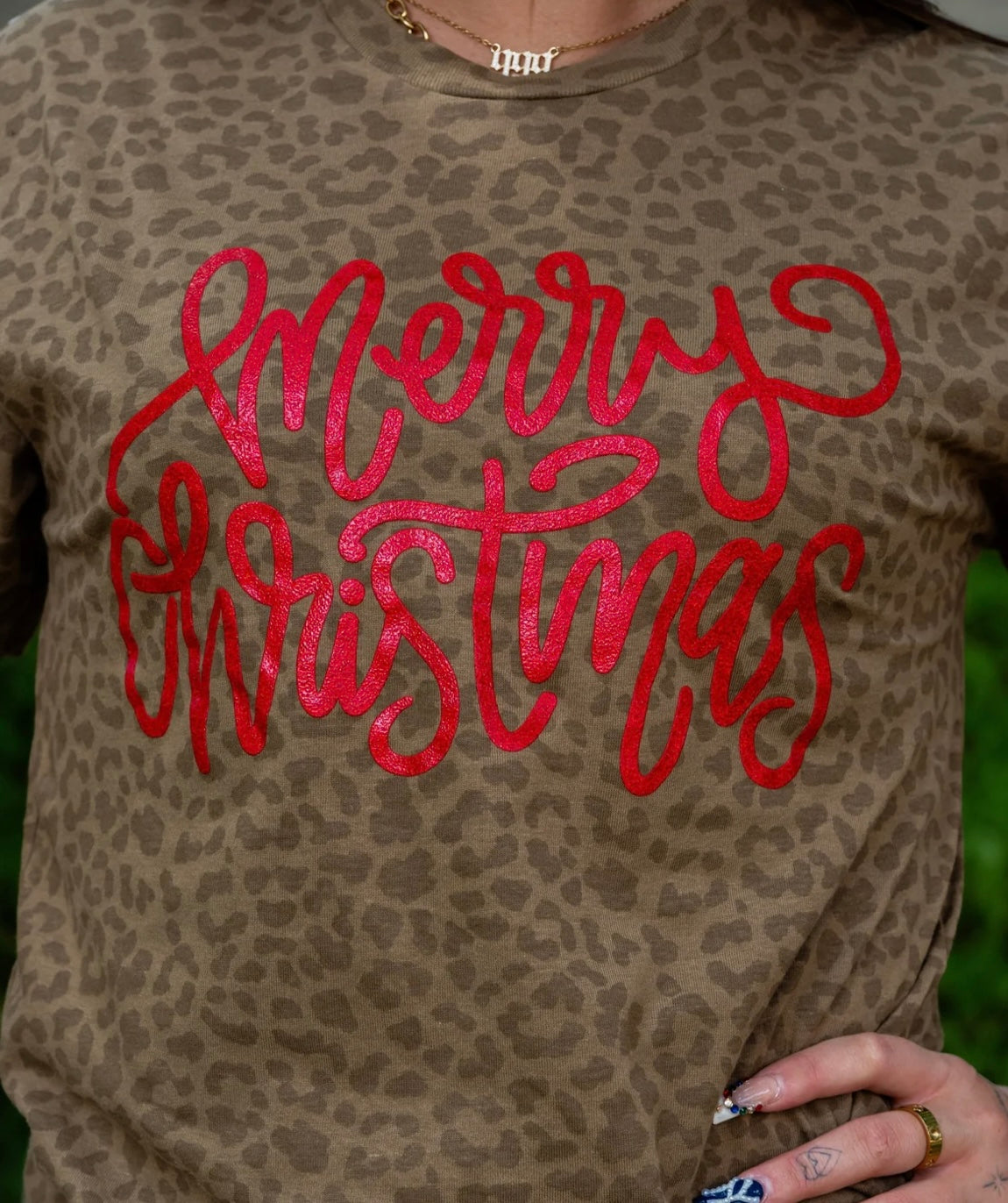 Merry Christmas leopard tee
