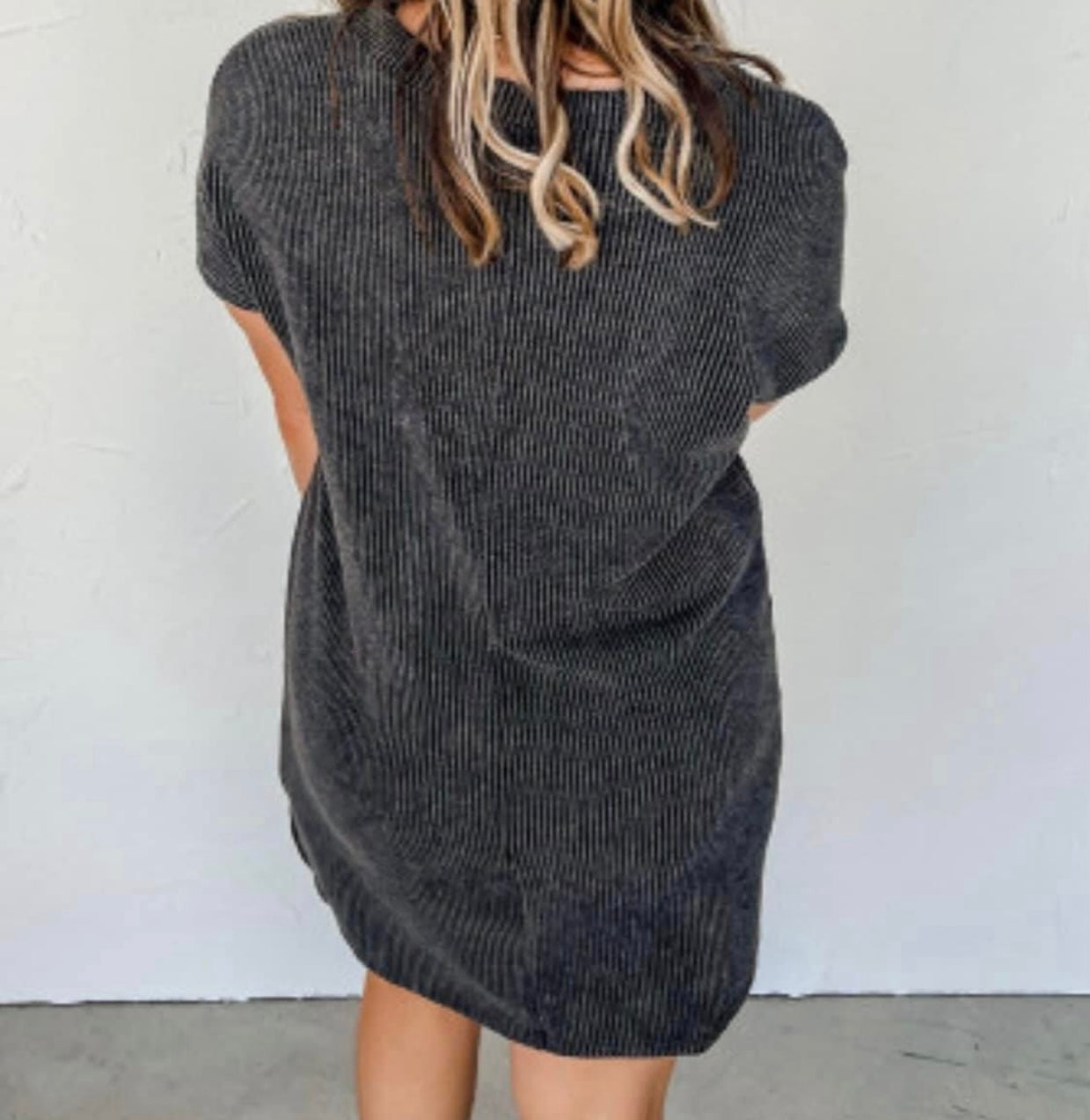 Ribbed tshirt dress with left chest pocket