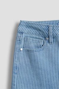 Girls Wide Leg Twill Stripe Pant