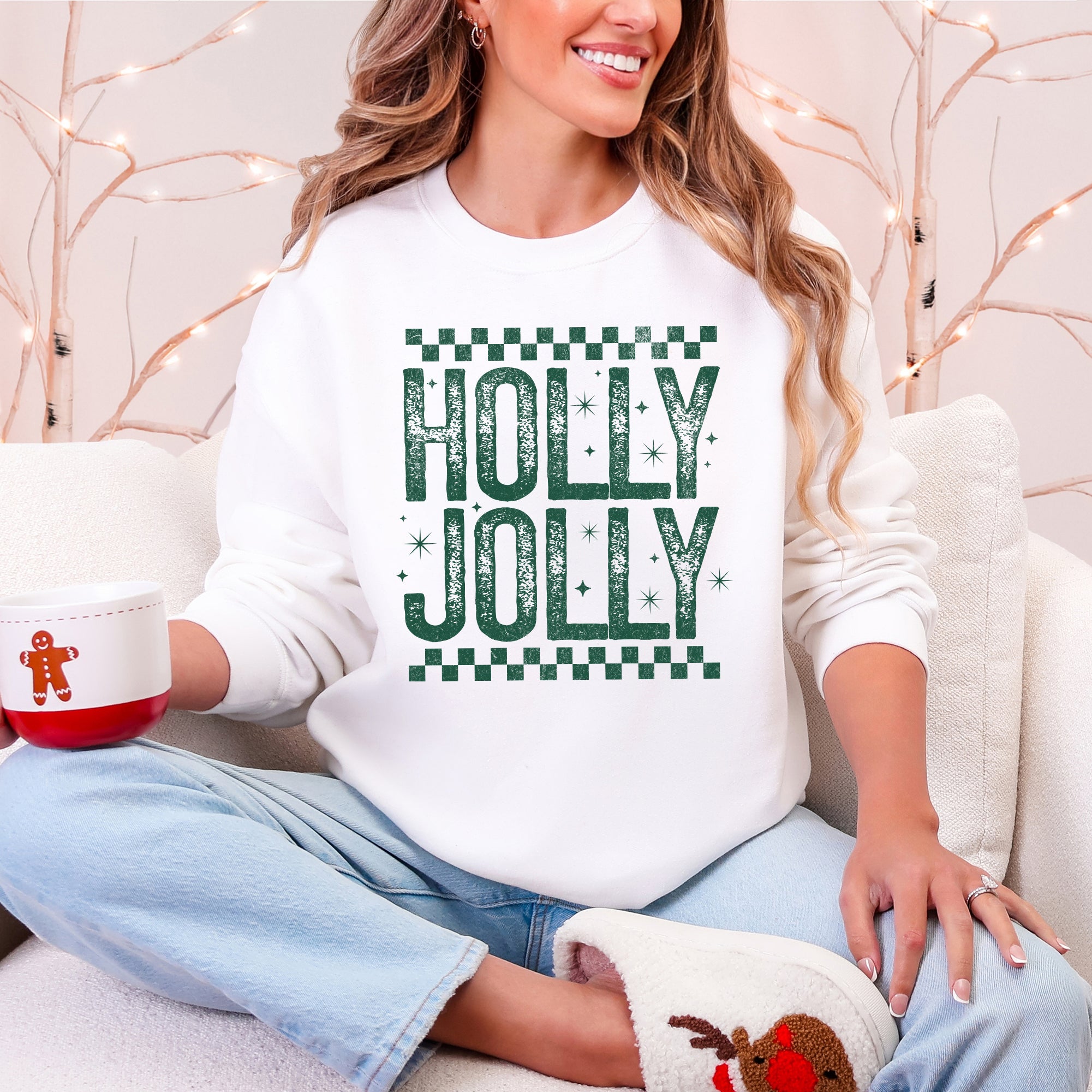 Holly Jolly, Christmas, Retro, Vintage Sweatshirt