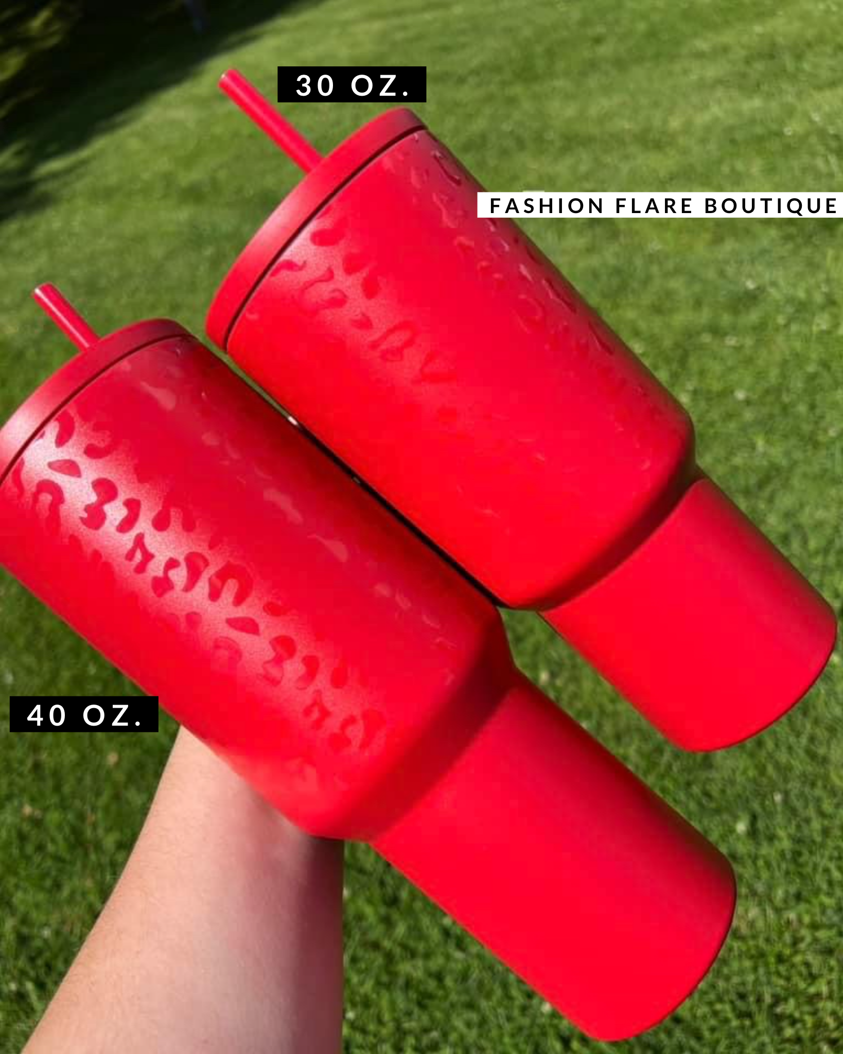 30oz Monochromatic Leopard Tumbler - Red