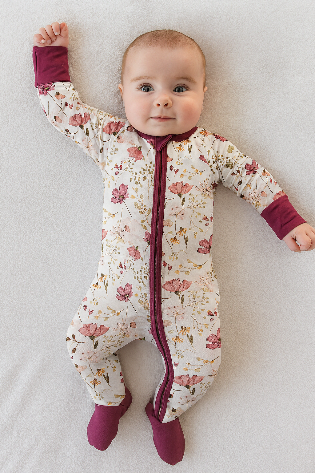 Purple Floral Bamboo Zipper Romper