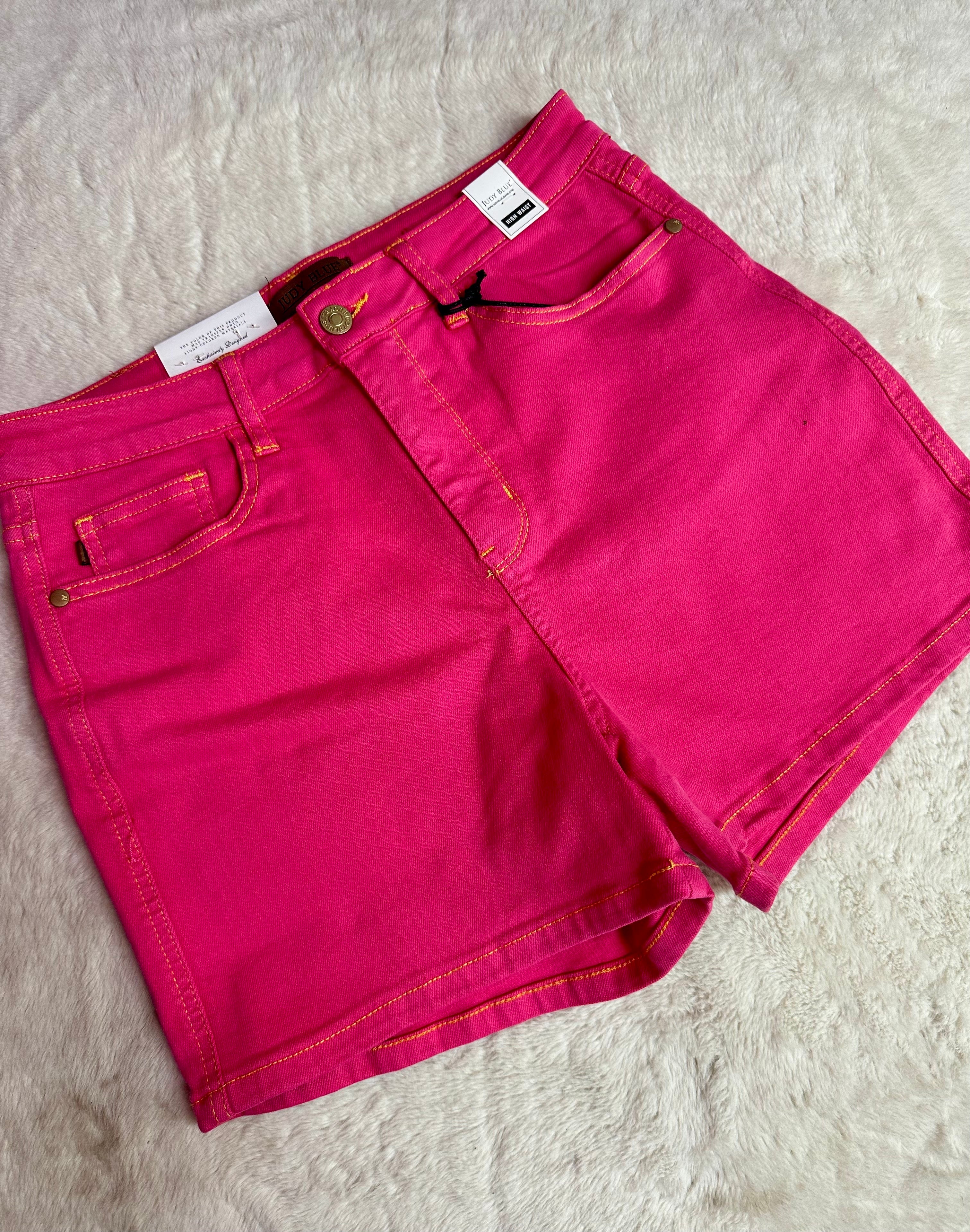 Judy Blue- High Waisted Magenta Shorts