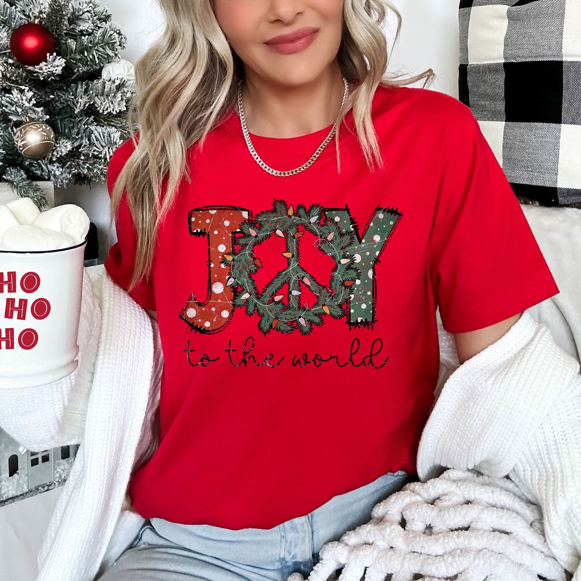Joy To The World, Peace Wreath, Christmas Super Soft Tees