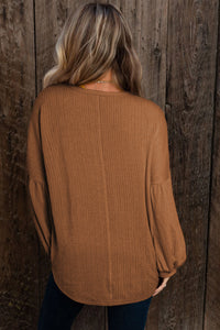 Madison Knit Jacquard Puffy Long Sleeve Top