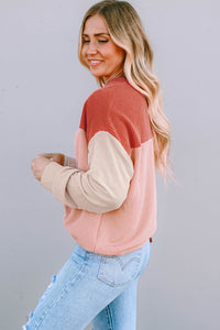 Rachel Block Long Sleeve Ribbed Loose Top