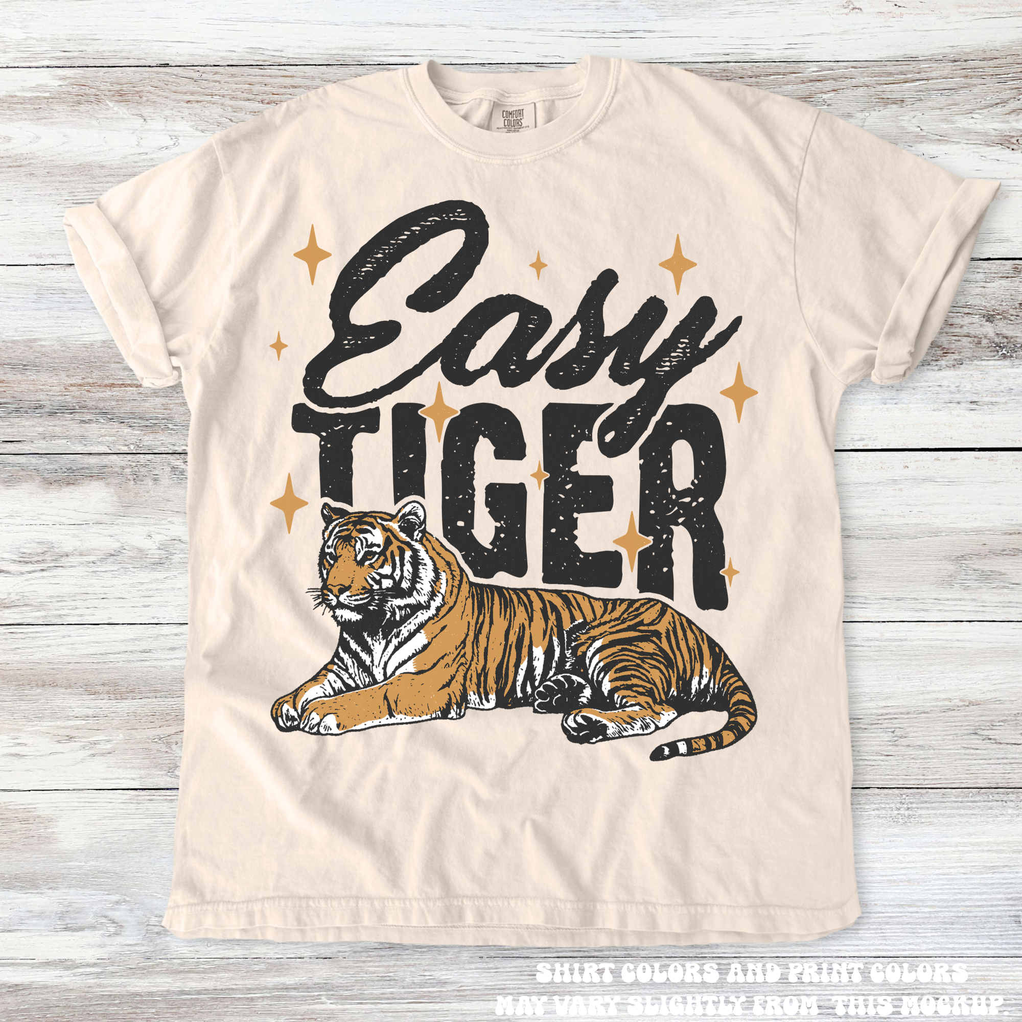 Retro Easy Tiger Shirt - Printed On Comfort Colors