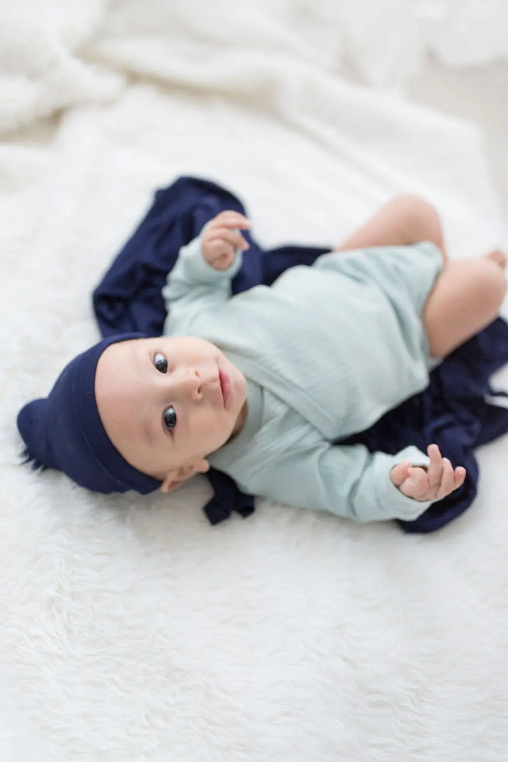 Swaddle Blanket and Hat Set - Navy Blue