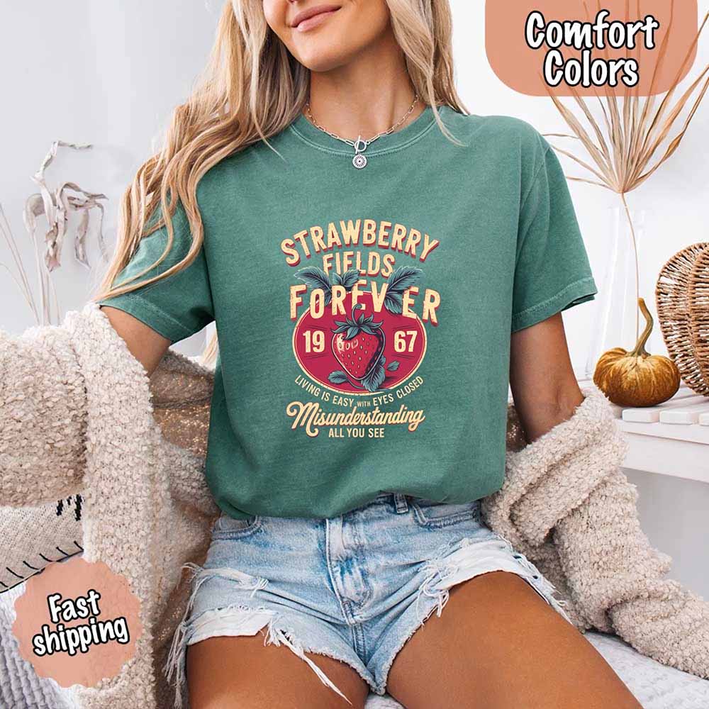 Old School Rock Band Tee – Strawberry Fields Comfort Colors Shirt