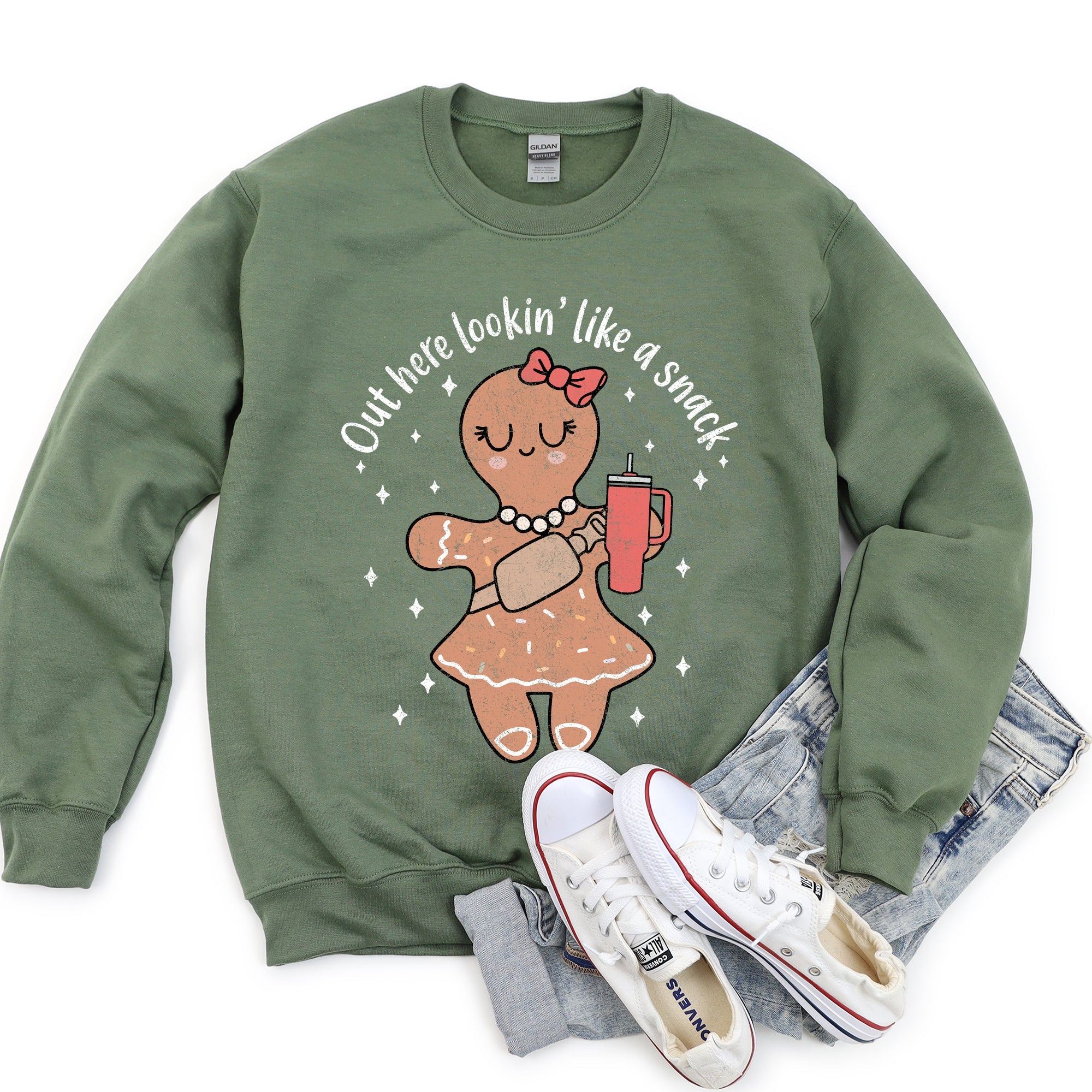 Out Here Looking Like A Snack, Gingerbread Girl, Stanley, Christmas Sweatshirt