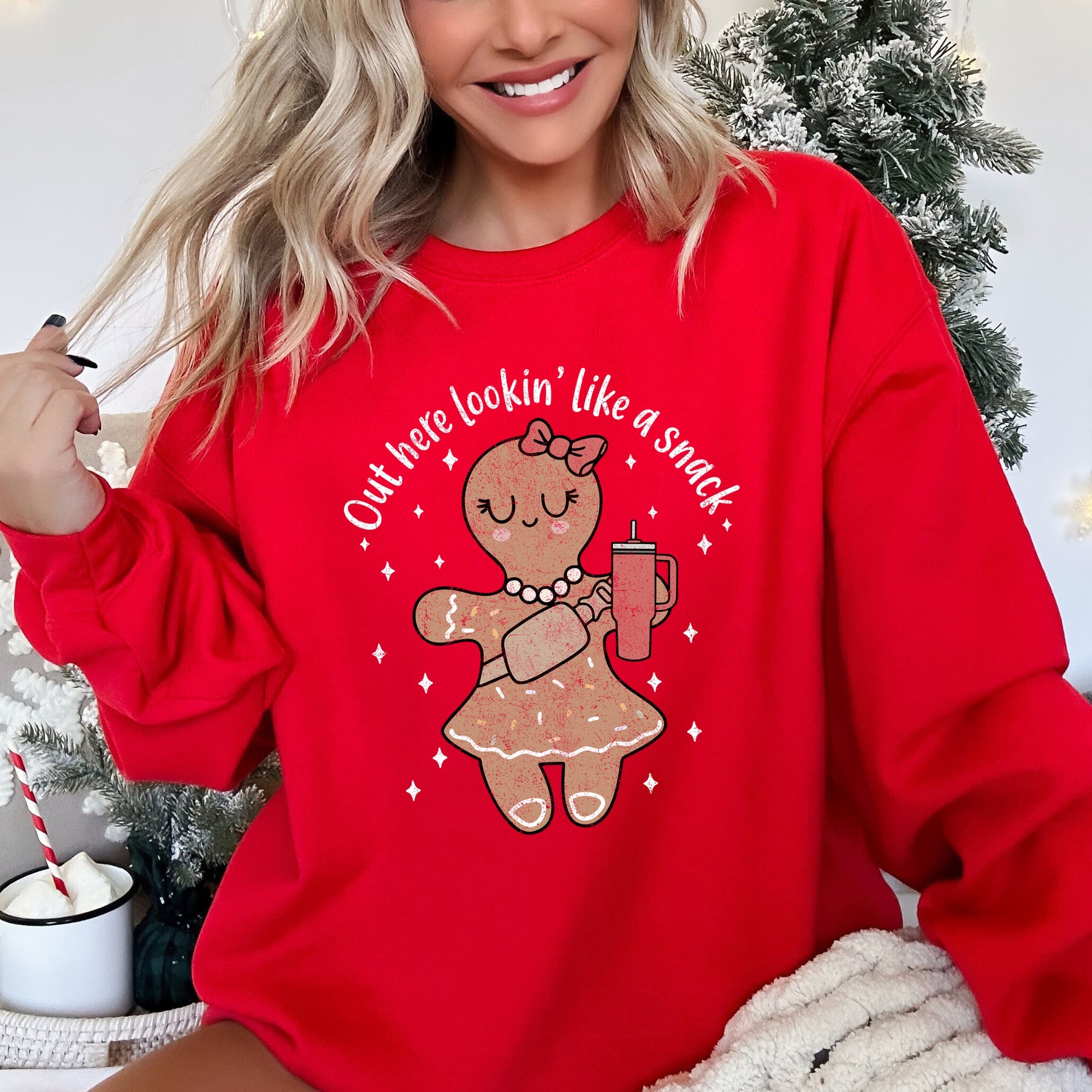 Out Here Looking Like A Snack, Gingerbread Girl, Stanley, Christmas Sweatshirt
