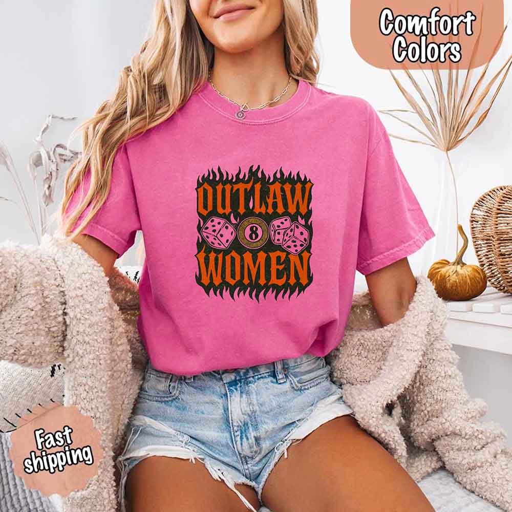 Comfort Colors Outlaw Women Flames Shirt – Vintage Western Cowgirl Shirt