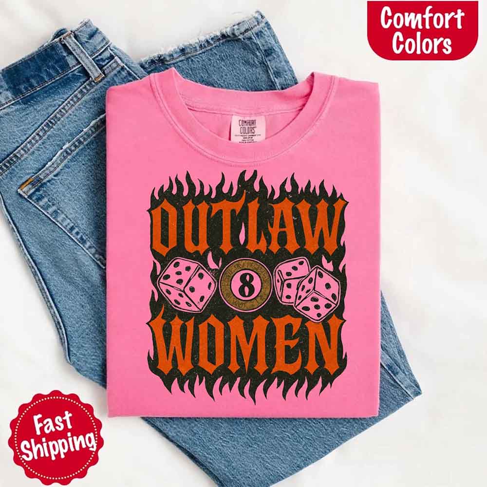 Comfort Colors Outlaw Women Flames Shirt – Vintage Western Cowgirl Shirt