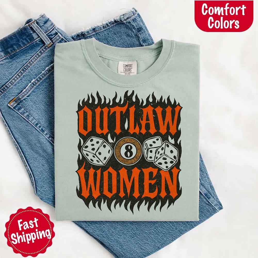 Comfort Colors Outlaw Women Flames Shirt – Vintage Western Cowgirl Shirt