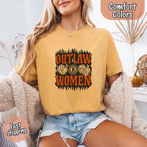 Comfort Colors Outlaw Women Flames Shirt – Vintage Western Cowgirl Shirt
