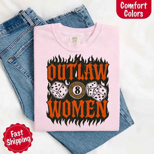 Comfort Colors Outlaw Women Flames Shirt – Vintage Western Cowgirl Shirt