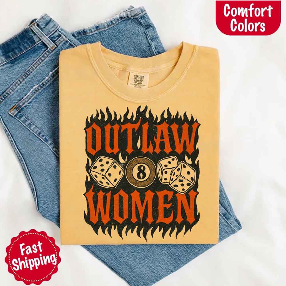 Comfort Colors Outlaw Women Flames Shirt – Vintage Western Cowgirl Shirt