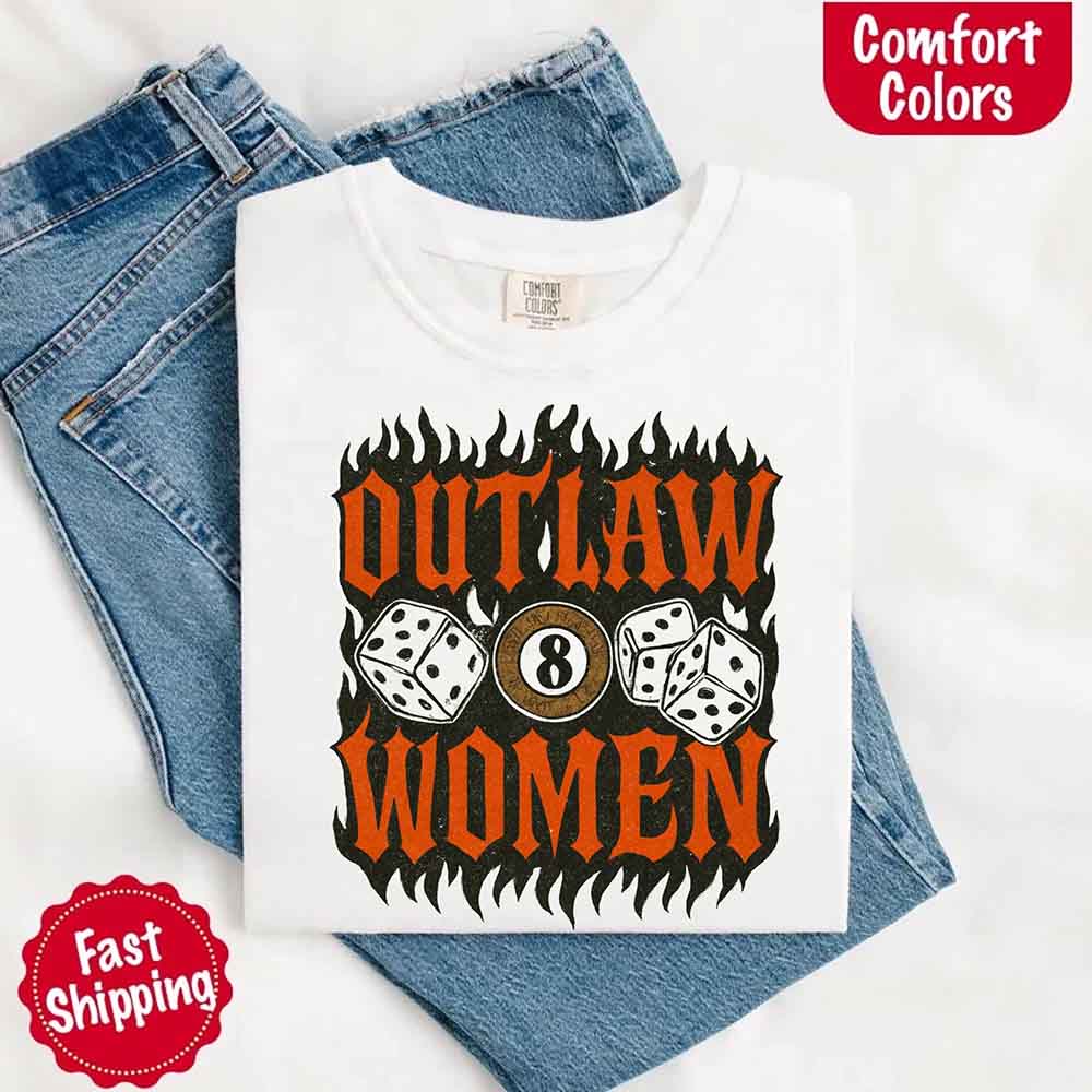 Comfort Colors Outlaw Women Flames Shirt – Vintage Western Cowgirl Shirt