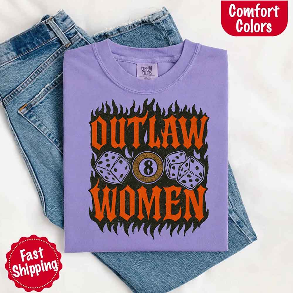 Comfort Colors Outlaw Women Flames Shirt – Vintage Western Cowgirl Shirt