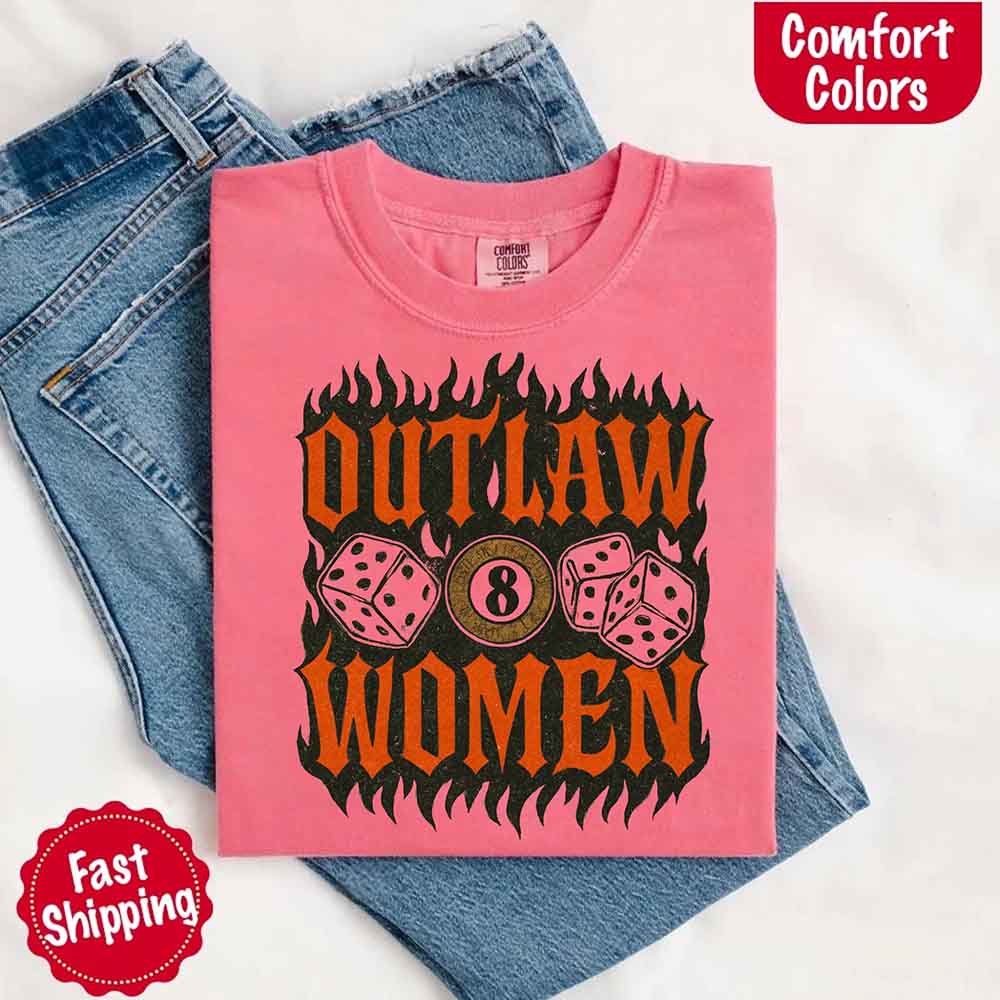 Comfort Colors Outlaw Women Flames Shirt – Vintage Western Cowgirl Shirt
