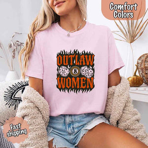 Comfort Colors Outlaw Women Flames Shirt – Vintage Western Cowgirl Shirt