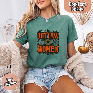Comfort Colors Outlaw Women Flames Shirt – Vintage Western Cowgirl Shirt