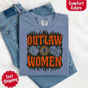 Comfort Colors Outlaw Women Flames Shirt – Vintage Western Cowgirl Shirt